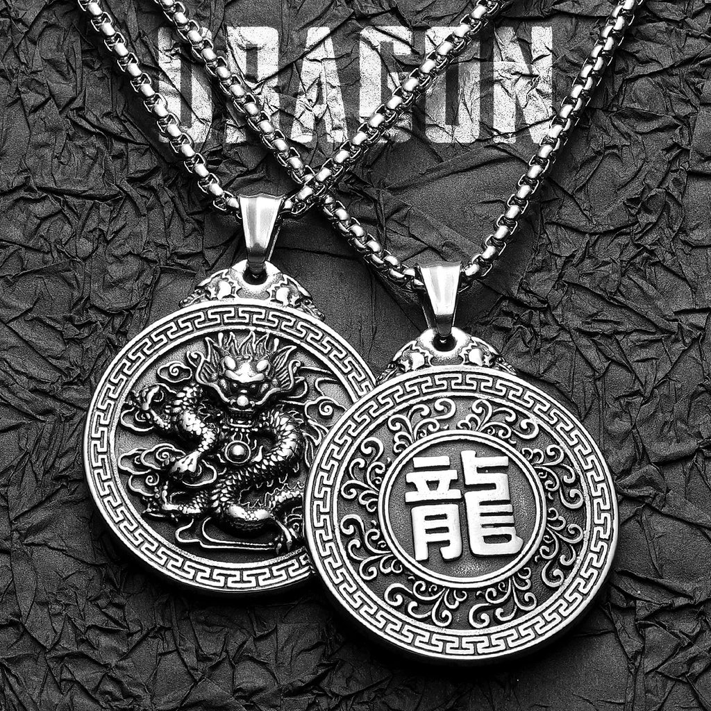 Chinese Dragon Pendant Necklace — Stainless Steel