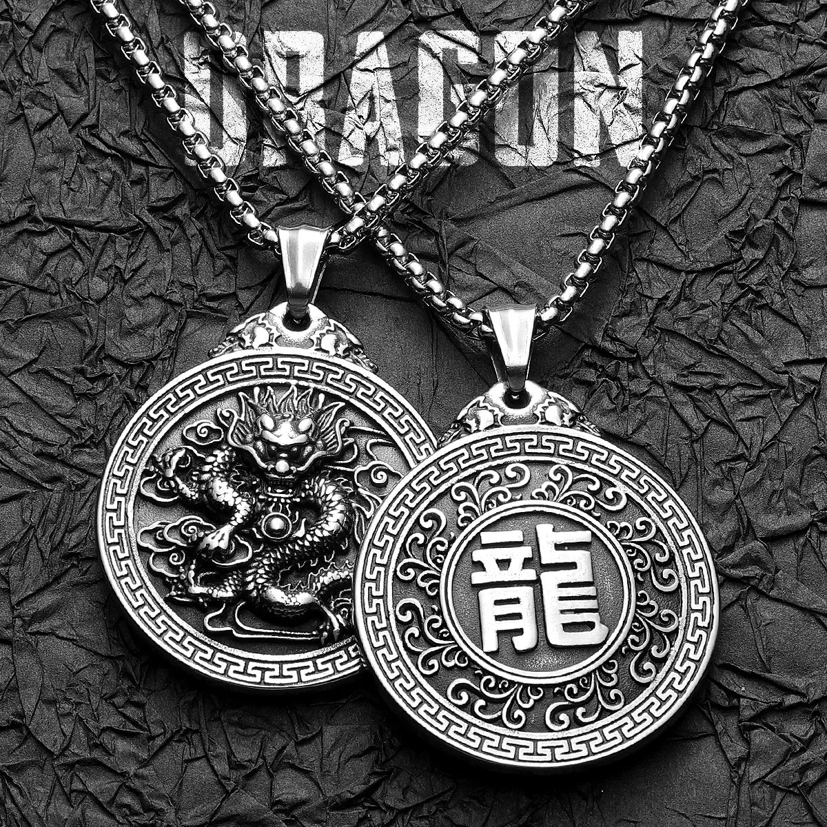 Chinese Dragon Pendant Necklace — Stainless Steel