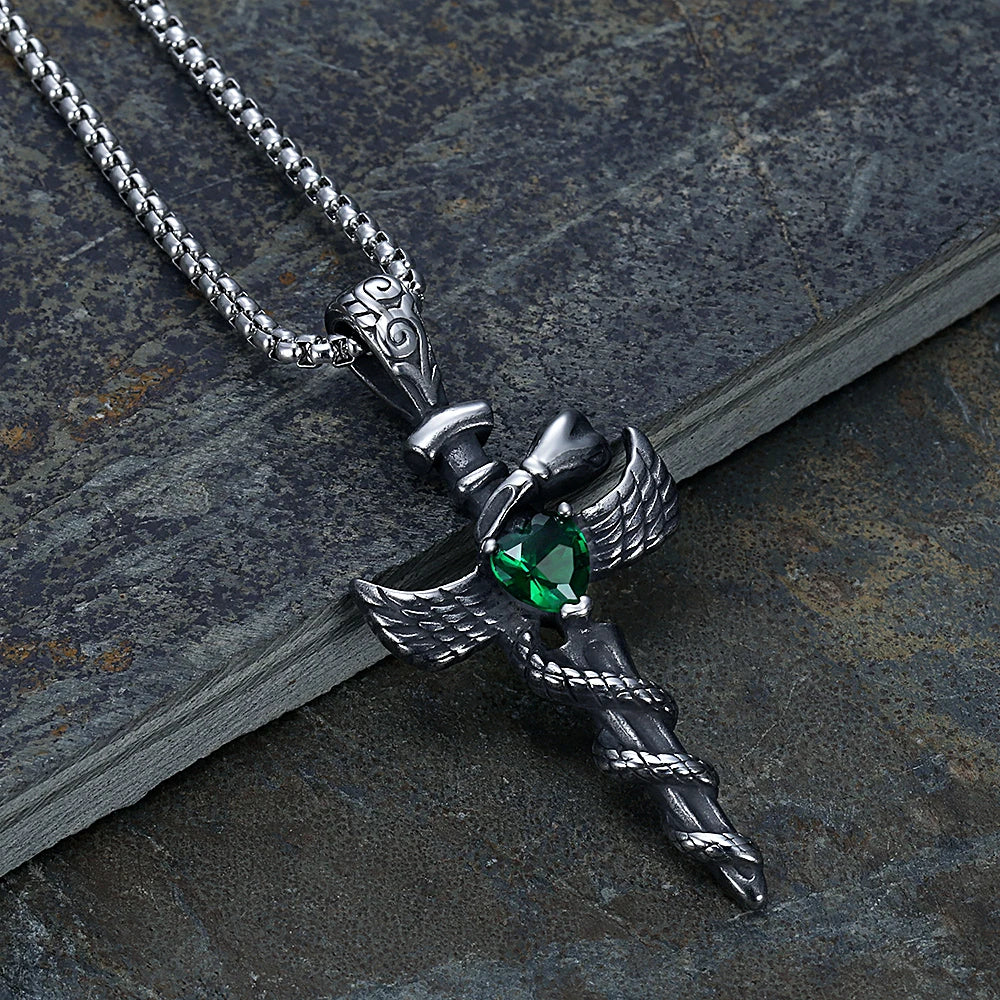Sword Cross Stainless Steel Pendant Necklace