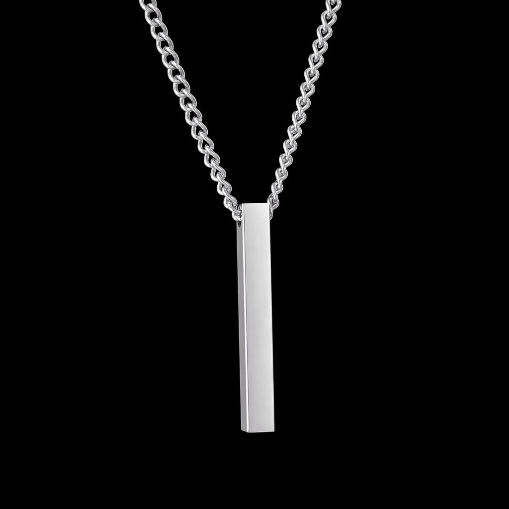 High Quality Stainless Steel Square Pendant Necklace for Men Women Blank Bar Couple Necklace Birthday Christmas Jewelry Gift