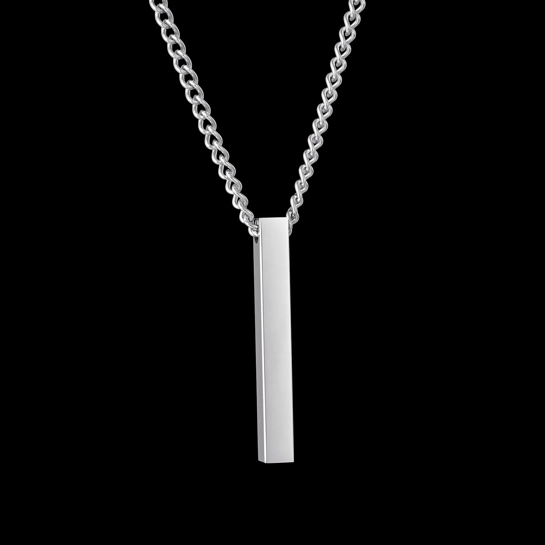 High Quality Stainless Steel Square Pendant Necklace for Men Women Blank Bar Couple Necklace Birthday Christmas Jewelry Gift