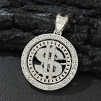 Men Hip Hop Big Rotatable US Dollar Money Sign Pendant Necklace 13mm Iced out Cuban Chain Choker Necklace Rap Rock Charm Jewelry