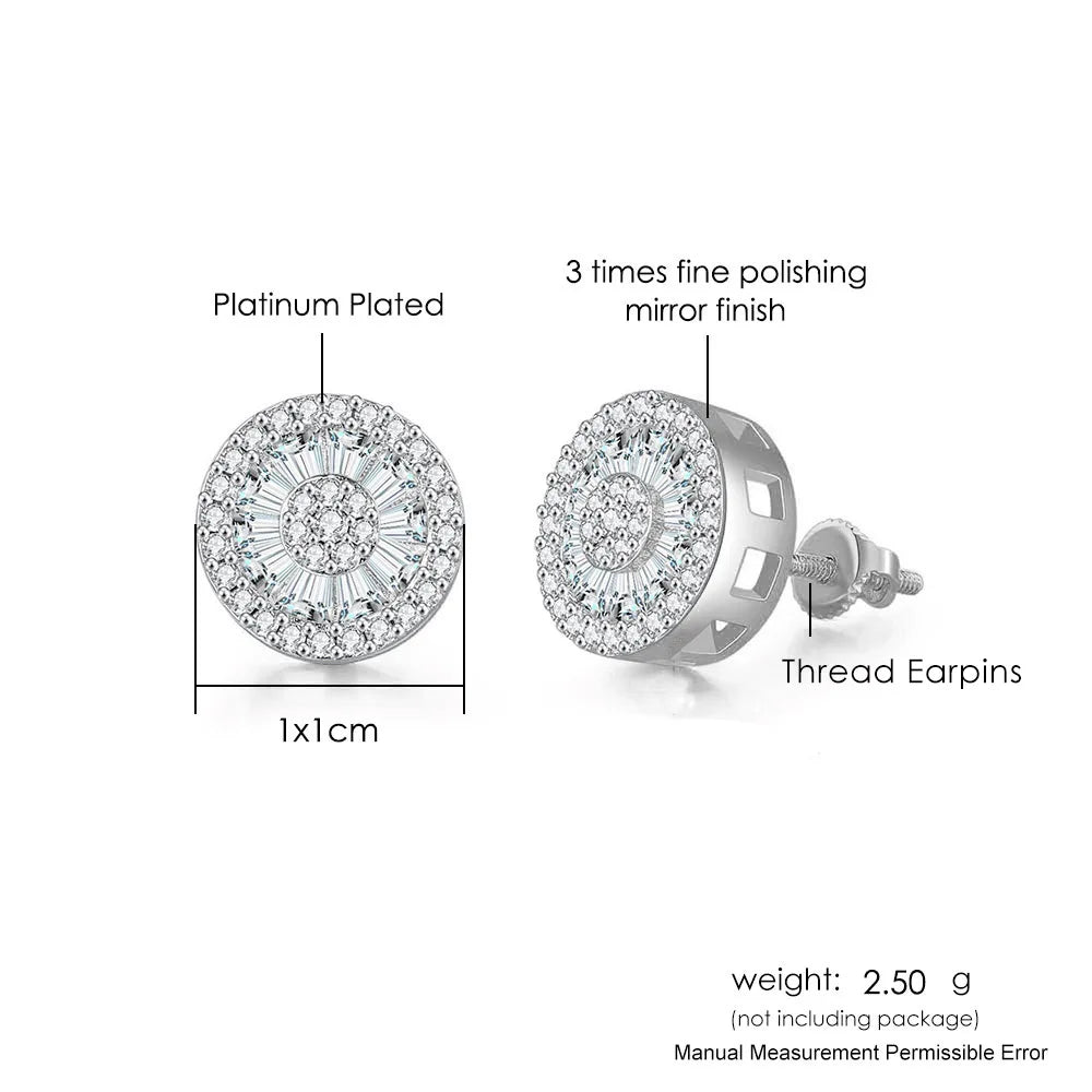 Iced Out Round Stud Earrings — Gold