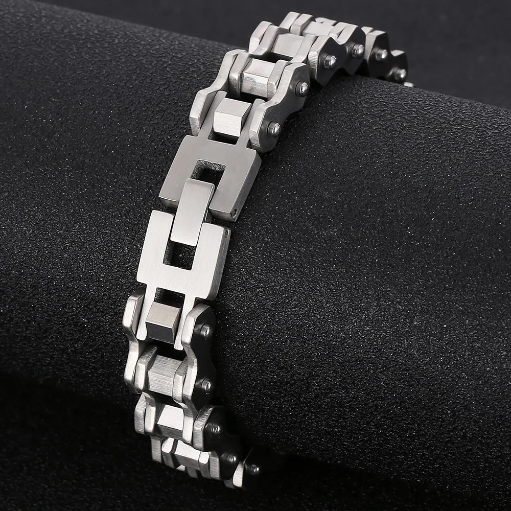 Matte 316l Stainless Steel Motorcycle Chain Man Bracelet for Men Gothic Hardware Bike Jewelry Gifts Men's Bracelets