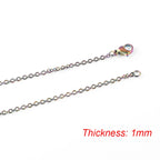 Fnixtar 10Pcs Chain Necklaces 40/45/50/55/60cm Stainless Steel Flat Cable Chain 1/1.5/2mm DIY Jewelry Accessories