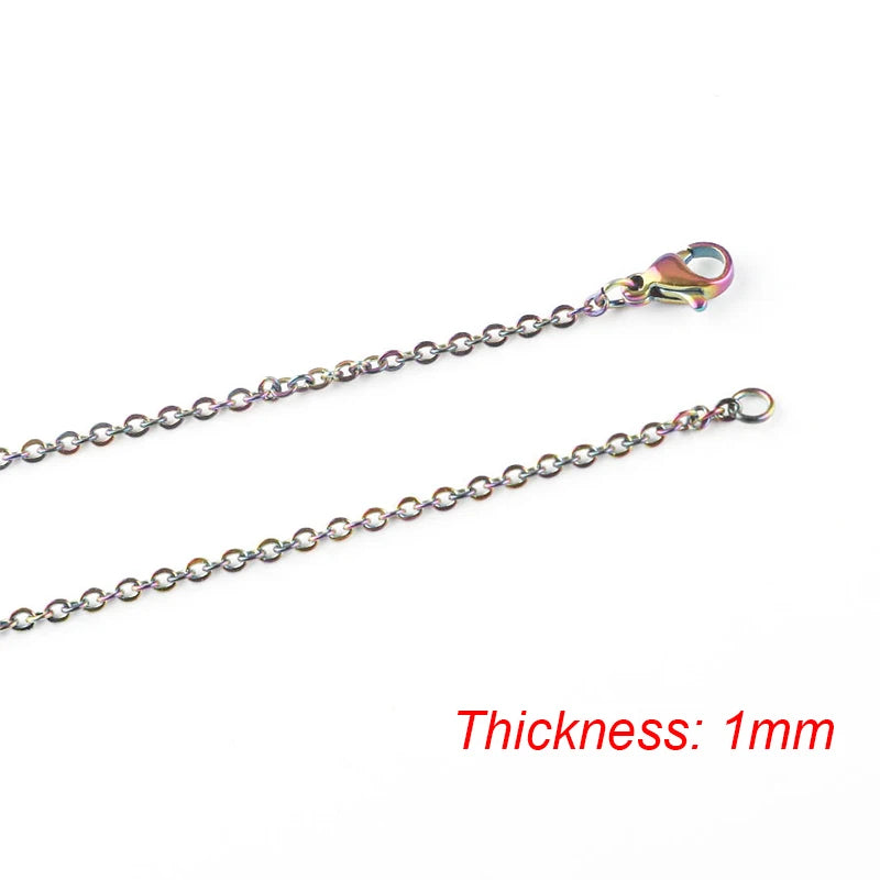 Fnixtar 10Pcs Chain Necklaces 40/45/50/55/60cm Stainless Steel Flat Cable Chain 1/1.5/2mm DIY Jewelry Accessories