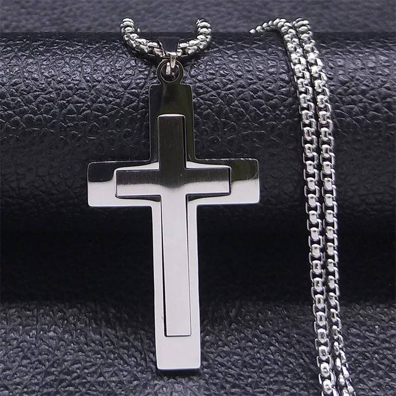 Cross Steel Pendant Minimalist Splice Style