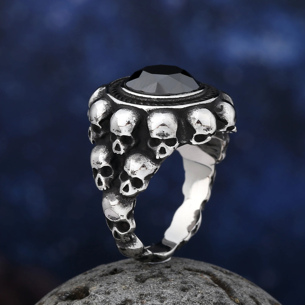 Cool Punk Domineering 316L Stainless Steel Heavy Sugar Skull Ring Mens Punk Rock Biker Jewelry Christmas Creativity Gift