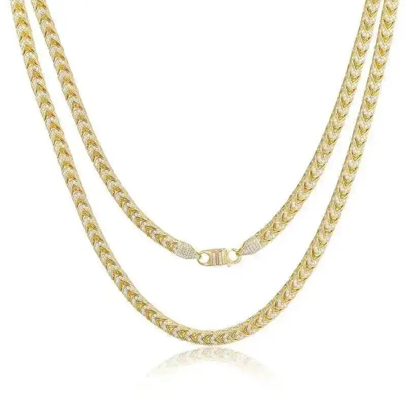 Iced Out Franco Link Chain Necklace 8mm — Two-Tone