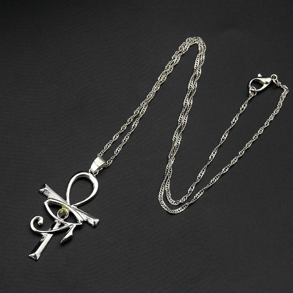Egyptian Eye of Horus Ankh Cross Necklace Religious Amulet Life Symbol Protection Punk Charm Pendant Choker Jewelry for