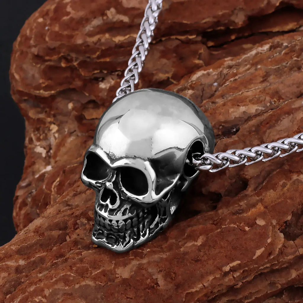 Viking Ghost Skull Pendant Necklace — Stainless