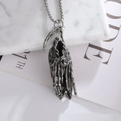 Silver Grim Reaper Scythe Pendant Necklace Stainless Steel