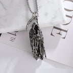 Retro Cloaked Grim Reaper with Sickle Pendant Necklace For Men Hip Hop Punk Silver Color Stainless Steel Neck Chain