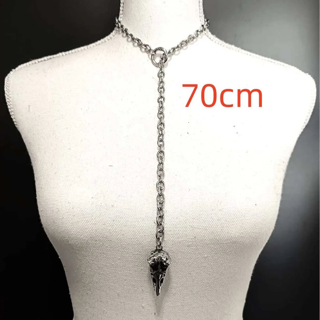 Gothic Crow Skull Necklace For Women man Fashion Vampire Bat Accessory Punk Jewelry Gift Circle Pagan Vintage Moth Charm Choker
