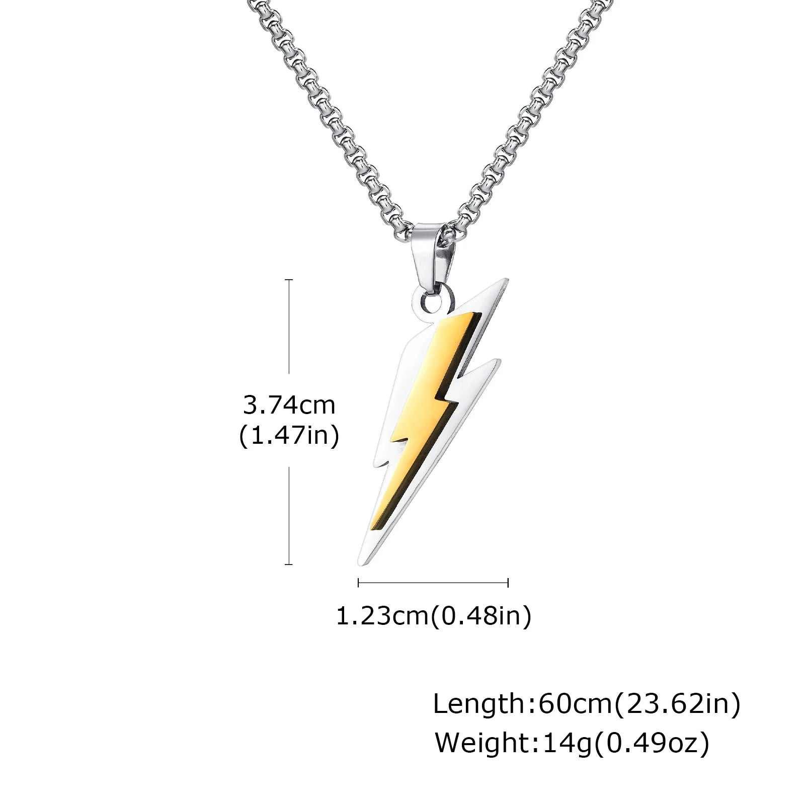 Lightning Bolt Pendant Necklace — Stainless Steel