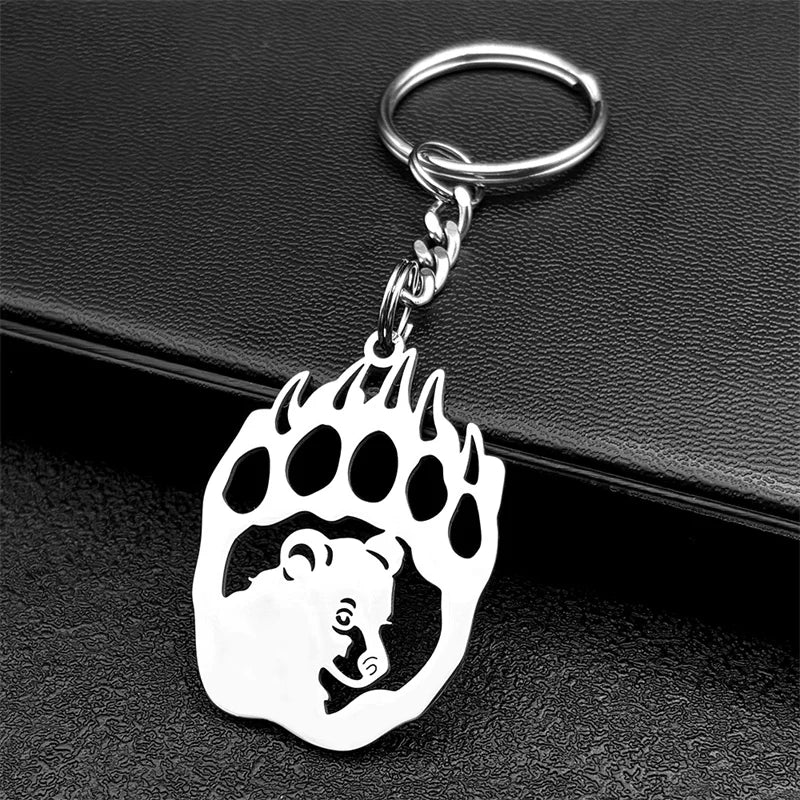 Key Steel Chain Gothic Witchcraft Bear Paw Hollow