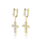Iced Out Cross Lightning Stud Earrings