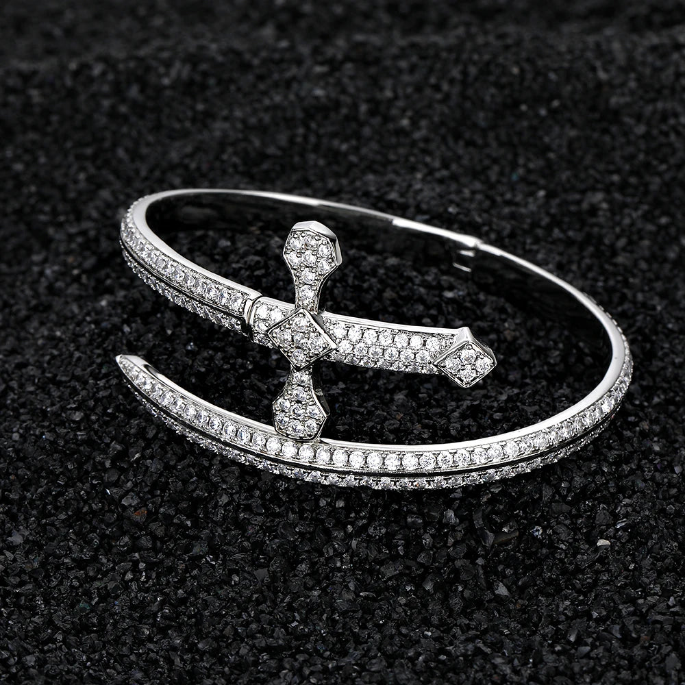 Iced Out Sword Bracelet Gold 18K