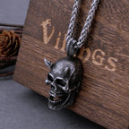Devil Skull Box Chain Pendant Necklace — Stainless