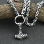 Viking amulet Jewelry Nordic viking rune with thor hammer pendant necklace with stainless steel -king chain