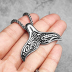 Retro Viking Whale Tail Men Necklace With Pendant Stainless Steel Jewelry For Male Women Punk Carving Accessories Gift Wholesale