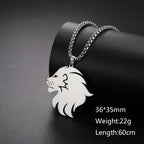 My Shape Lion King Crown Pendent Necklaces for Men Boys Stainless Steel Punk Animal Wolf Charms Choker Chains Hip Hop