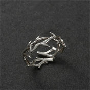 Hollow Branch Minimal Open Ring — Silver-Tone