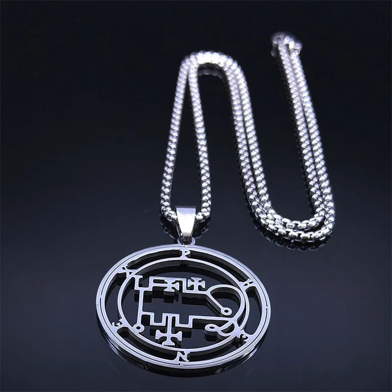 Gothic Demon Silver Pendant Necklace — Stainless Steel