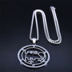 Gothic Demon Silver Pendant Necklace — Stainless Steel