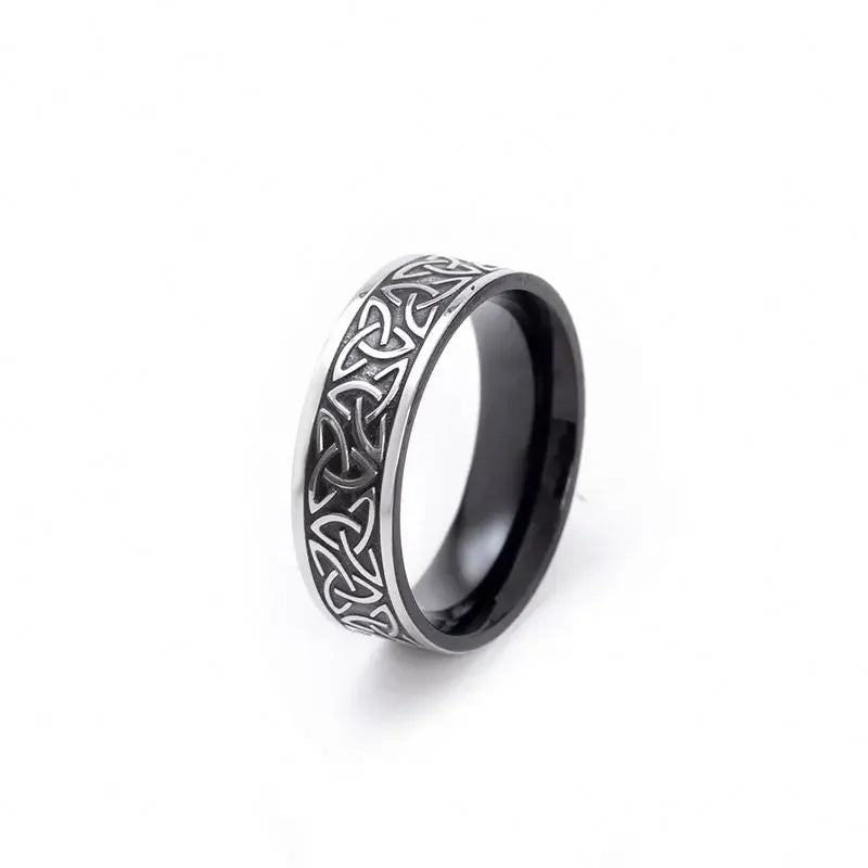 Viking Words Ring Western Band for Men and Women