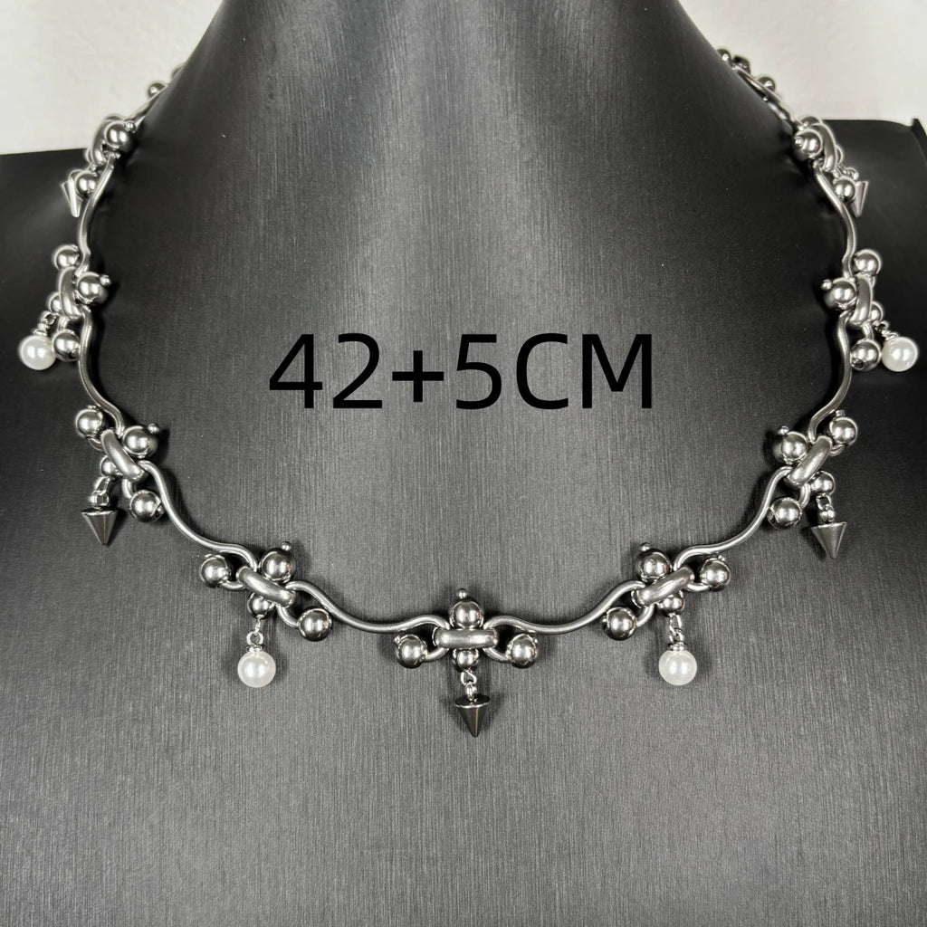 Punk Rivet Chain Choker Necklace Irregular Metal