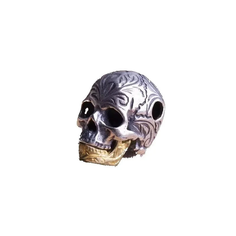 Personality Skull Bead Pendant Gold Color Mouth Movable Necklace Pendant Can Be Used As Bracelet Skull Head Beads