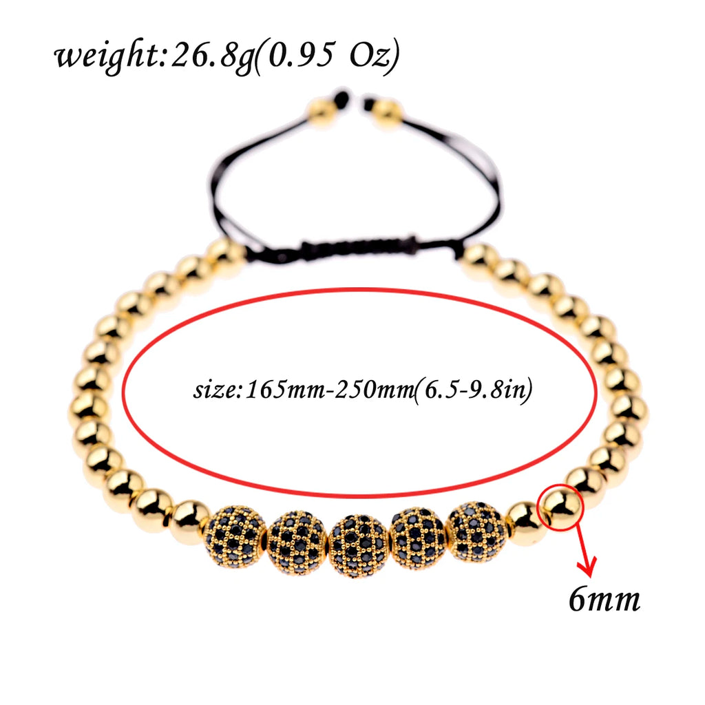 Luxury Micro Pave CZ 8mm Disco Charm Men Bracelet Classic Hematite Beaded Woven Bracelets Bileklik Women Jewelry