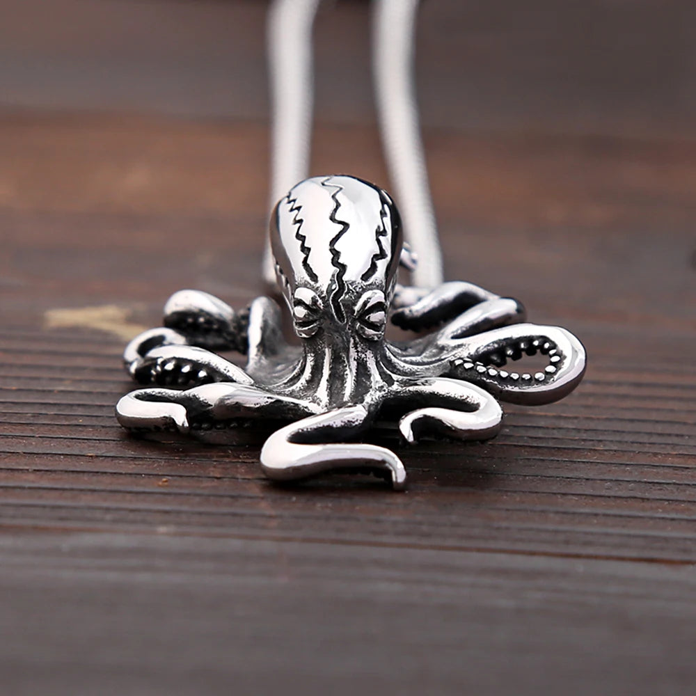 Fashion Punk High Quality Octopus Pendant Necklaces Stainless Steel Biker Hip Hop Animal Necklace For Men Creative