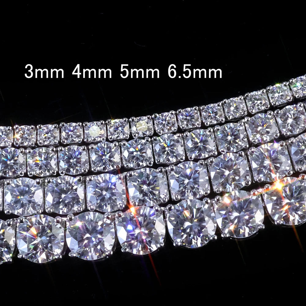 SEMNI 3mm--5mm Moissanite Diamond Tennis Chain Necklace for Women Men 925 Sterling Silver Plated with White Gold Fine Jewelry