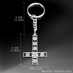 Inverted Cross Key Chain — Stainless Steel