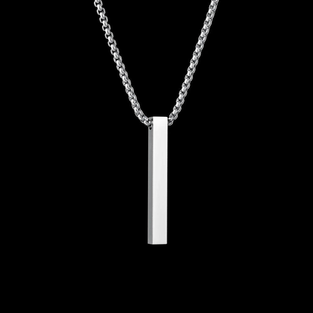 High Quality Stainless Steel Square Pendant Necklace for Men Women Blank Bar Couple Necklace Birthday Christmas Jewelry Gift