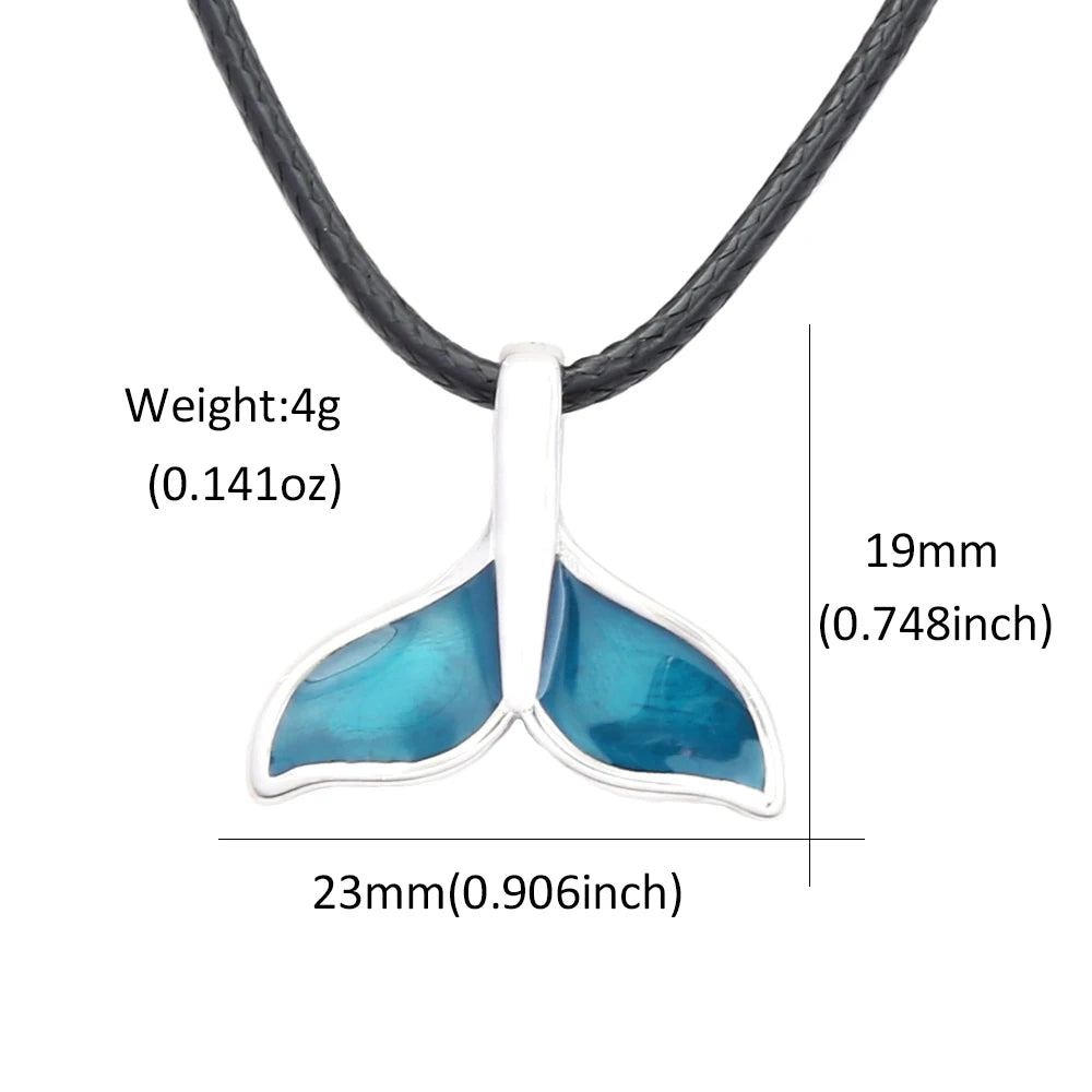 Fashion Blue Whale Fish Tail Pendant Necklaces For Men Women Stainless Steel Fashion Accessory Animal Theme Jewelry Party Gifts