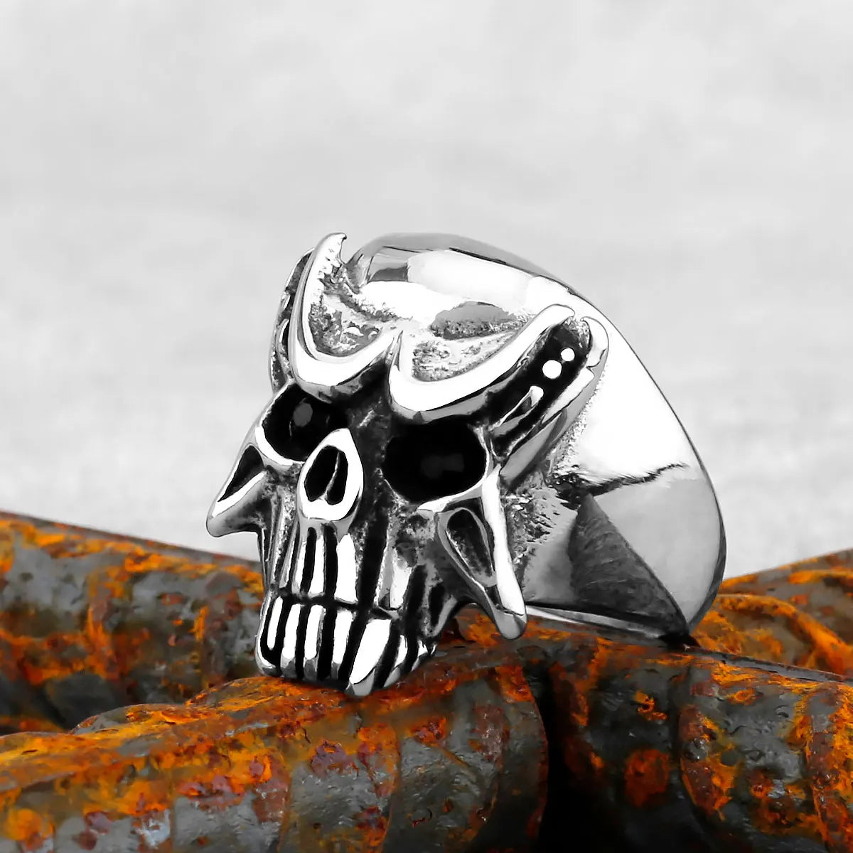High Polish Heavy Skull Ring — Two-Tone