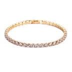 Luxury Hiphop Iced Out 4mm Cubic Zirconia Crystal Tennis Bracelets For Women Men Gold Color Silver Color Bracelet Chain Jewelry