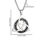 Stainless Steel Trinity Celtic Knot Nordic Rune Pendant Necklace Retro Ethnic Style Irish Knot Lucky Amulet Jewelry for Men