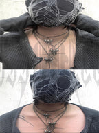Double Skull Horn Pendant Necklace — Copper