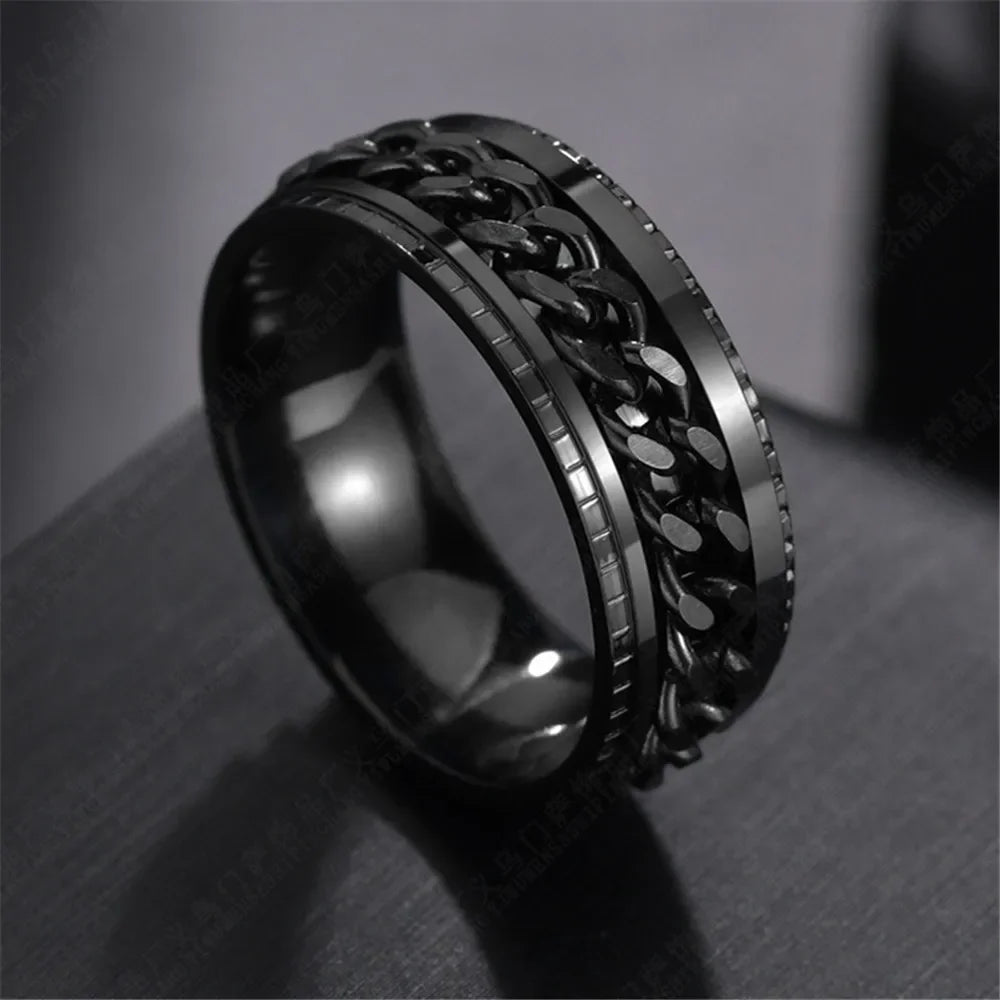 Rotatable Chain Spinner Ring — Two-Tone