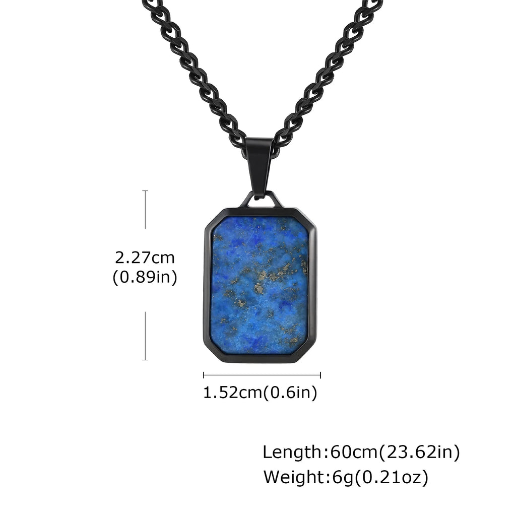 Lapis Lazuli Stone Pendant — Stainless