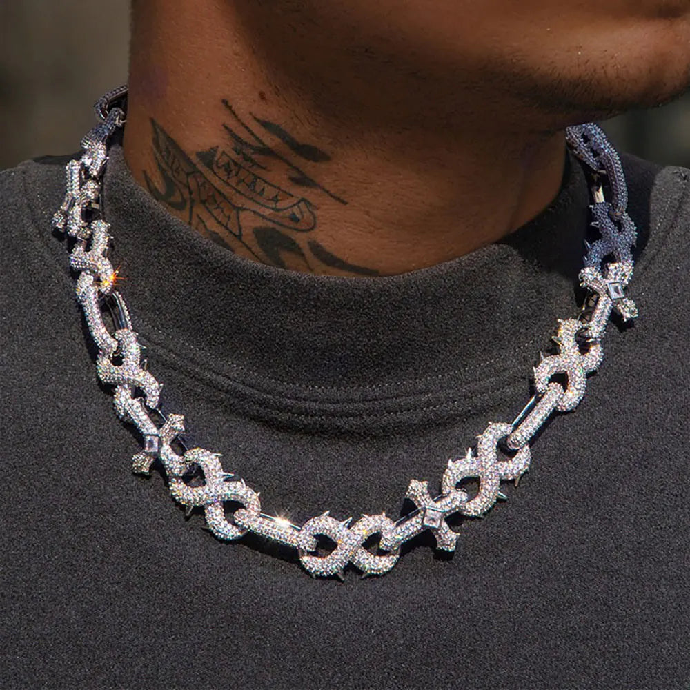 Iced Out Cross Cuban Chain Necklace 16MM