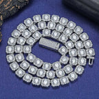 7MM 5A Zircon Cluster Tennis Chain Iced Out Square Sparkling CZ Link Necklace Anniversary gift for him or her Hip Hop Jewelry