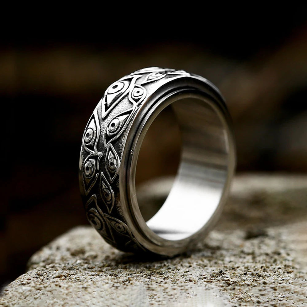 Demon Eye Steel Ring Retro Punk Rotatable
