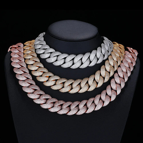 22mm Iced Out Cuban Chain Necklace — Two-Tone