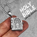Openable Holy Bible Book Pendant — Stainless Steel