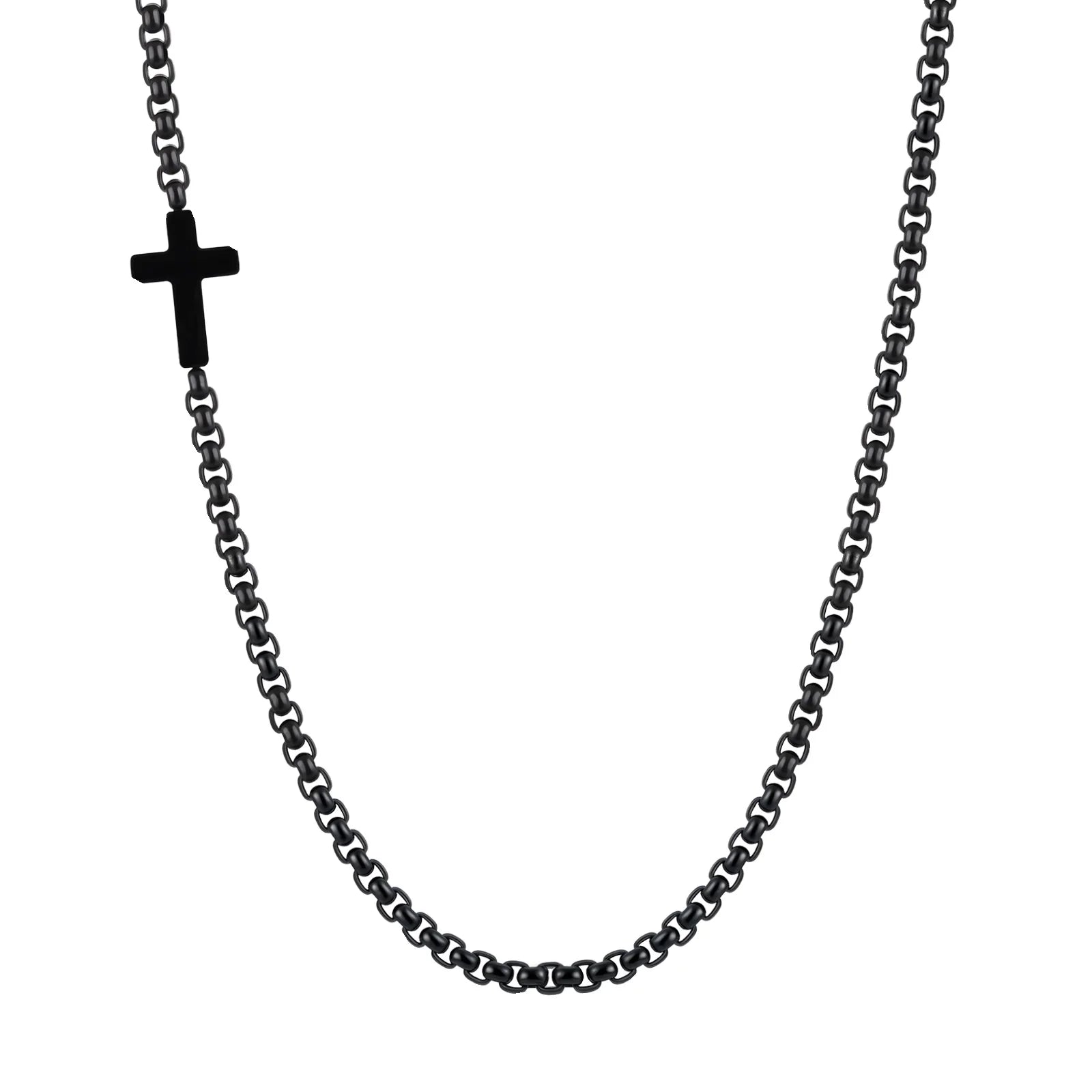 Cross Box Chain Pendant Necklace — Stainless Steel